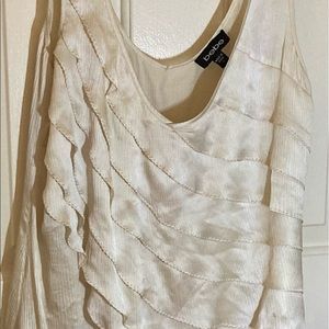 Bebe Cream 100% silk dressy tank top.